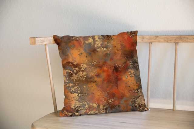 Rust Distressed Cushion Cover Gold Pillow Home Decor Grunge - image 1