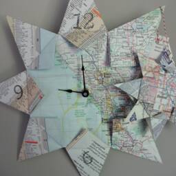 Origami Map Clock & Mini Ornament Bundle, Any 2 Cities Home Decor, Wall Art, Vacation, Wedding, Keepsake Gift, Valentines - thumbnail 2