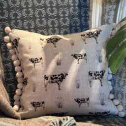 Dairy Cow Luxury Linen Cushion Sustainably Made in England By Cheney Penrose Designs - thumbnail 2