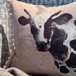 Dairy Cow Luxury Linen Cushion Sustainably Made in England By Cheney Penrose Designs - thumbnail 3