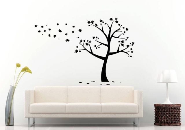 Fall Season Tree Leaves Wind Blowing Flying Nature Beautiful Wall Sticker Decal Vinyl Mural Decor Art L2242 - image 1