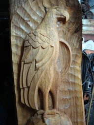 Hand Carved Oak Wood Panel Mountain & Bird Wall Art - 100/25 cm - thumbnail 3