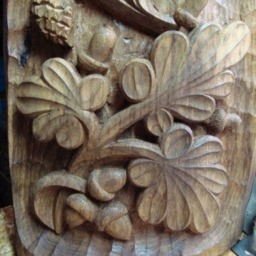 Hand Carved Oak Wood Panel Mountain & Bird Wall Art - 100/25 cm - thumbnail 4