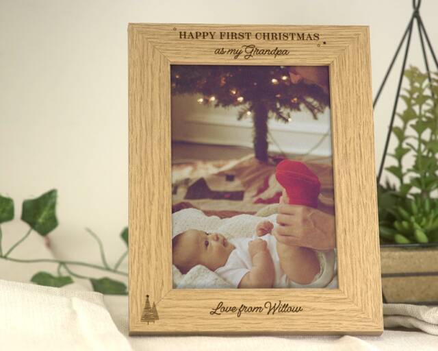 First Christmas As My Grandpa - Photo Frame Gift For Grandad Gramps Engraved Custom For 7x5 Or 6x4 Picture - image 1