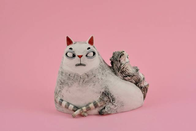 Ceramic Figurine - Sculpture White Cat - image 1