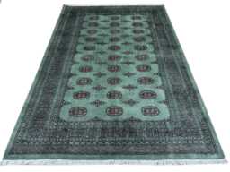 5.6x8 Pistachio Green 3 Ply Bokhara Rug - 1.70x2.50 Triple Pile Bedroom Turkish Extra Thick Afghan - thumbnail 1