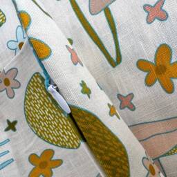 Mushroom Daisy Linen Pillow Cover, Cute 18In Square - thumbnail 4