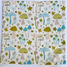 Mushroom Daisy Linen Pillow Cover, Cute 18In Square - thumbnail 2