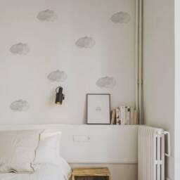 Fluffy Clouds Pattern Fabric Wall Stickers - Removable & Reusable