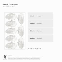Fluffy Clouds Pattern Fabric Wall Stickers - Removable & Reusable - thumbnail 3