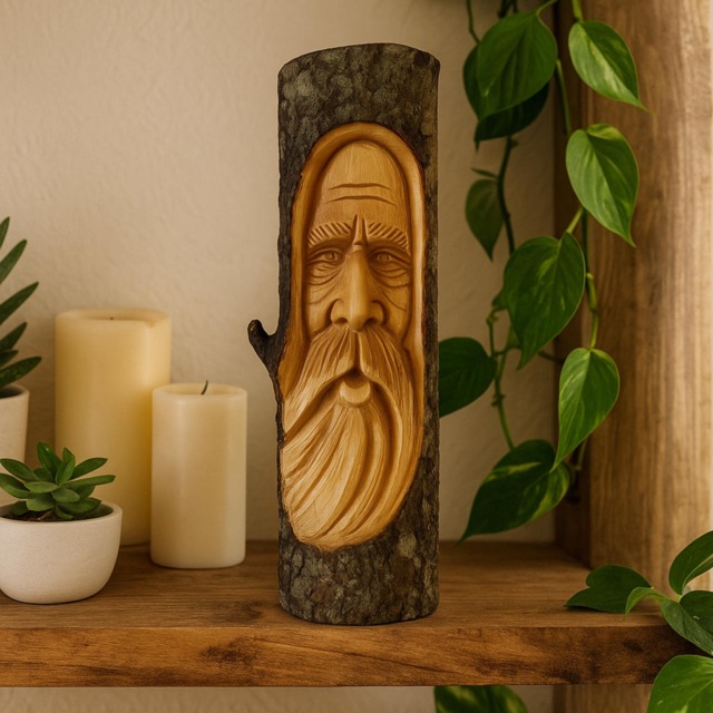 Old Man Tree Wooden Carving Rustic Handmade Hanging Garden Decor Wood Art - image 1