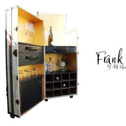 Vintage Style Liquor Cabinet Steamer Trunk - Wine Rack Home Cocktail Bar _ Frank Mid - thumbnail 3