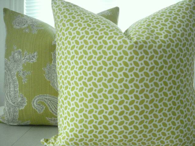 Citron Geometric Pillow Cover - Designer Cotton, Kaufman Fabric - image 1