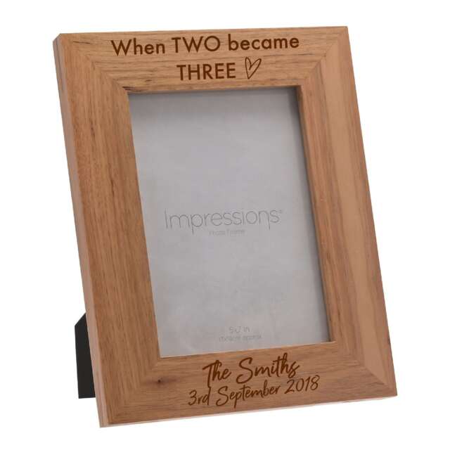 When Two Became Three, Personalised Photo Frame, Gift For New Parents, Bay Gift, Baby Shower Present - image 1