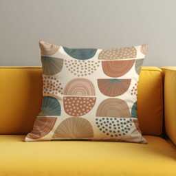 Modern Boho Geometric Cushion Cover, Minimalist Half Circle & Dot Pattern Pillow Neutral Earth Tones Abstract Case - thumbnail 4