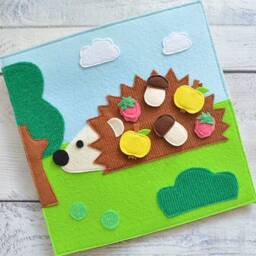 Felt Hedgehog Quiet Book Page Toddler Sensory Activity - thumbnail 2