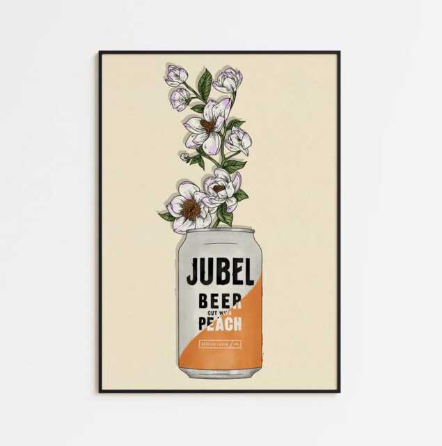 Bold Jubel & Flowers Print - Beer Lovers Art Painting Illustration - image 1