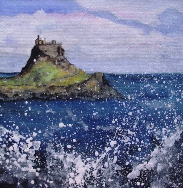 Holy Island, Northumberland Mounted Art Print - Ready For Framing Signed & Titled Gift Lindisfarne UK A4 Size - image 1