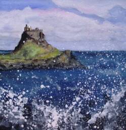 Holy Island, Northumberland Mounted Art Print - Ready For Framing Signed & Titled Gift Lindisfarne UK A4 Size - thumbnail 1