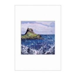 Holy Island, Northumberland Mounted Art Print - Ready For Framing Signed & Titled Gift Lindisfarne UK A4 Size - thumbnail 2