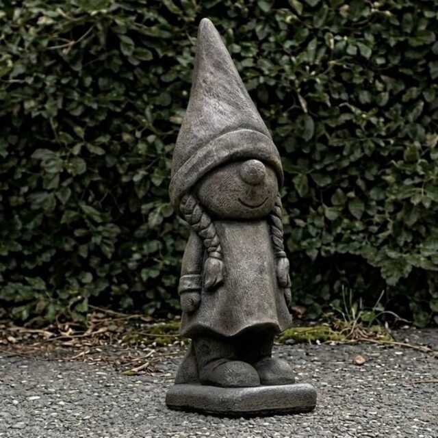 Garden Gnome Statue Concrete Sculpture Whimsical Pixie Girl Decoration Outdoor Ornament Cute Yard Front Door Figurine - image 1