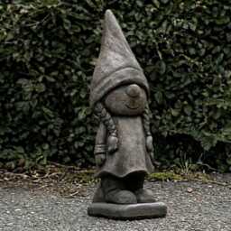Garden Gnome Statue Concrete Sculpture Whimsical Pixie Girl Decoration Outdoor Ornament Cute Yard Front Door Figurine - thumbnail 1