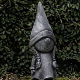 Garden Gnome Statue Concrete Sculpture Whimsical Pixie Girl Decoration Outdoor Ornament Cute Yard Front Door Figurine - thumbnail 3