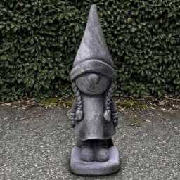 Garden Gnome Statue Concrete Sculpture Whimsical Pixie Girl Decoration Outdoor Ornament Cute Yard Front Door Figurine - thumbnail 2