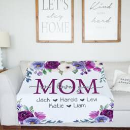 Christmas Blanket, Gift, Lavender Floral Style Personalized Mom Gift For Grandparent, Birthday Mom - thumbnail 2