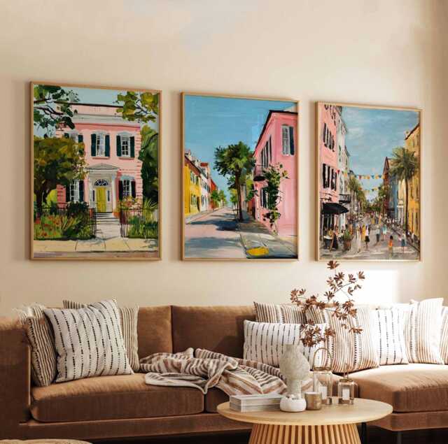 Set Of 3 Charleston Posters, South Carolina Travel Prints, Historic Wall Art Sets, Coastal City Poster Prints For Southern Home Decor - image 1