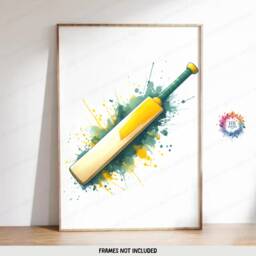 Personalised Cricket Print - Set Of 3 Posters - Boys Bedroom Decor Kids Room Wall Art Yellow Cricketer Artwork Custom Teen Gifts - thumbnail 3