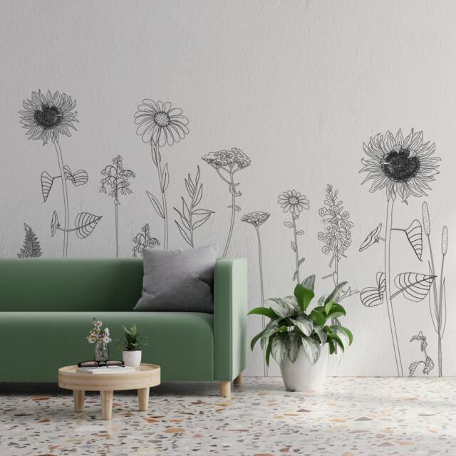 Large Decorative Flower Wall Stickers - Easy Peel & Stick Application Retro Floral Decals By Dizzy Duck - image 1