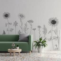 Large Decorative Flower Wall Stickers - Easy Peel & Stick Application Retro Floral Decals By Dizzy Duck - thumbnail 1