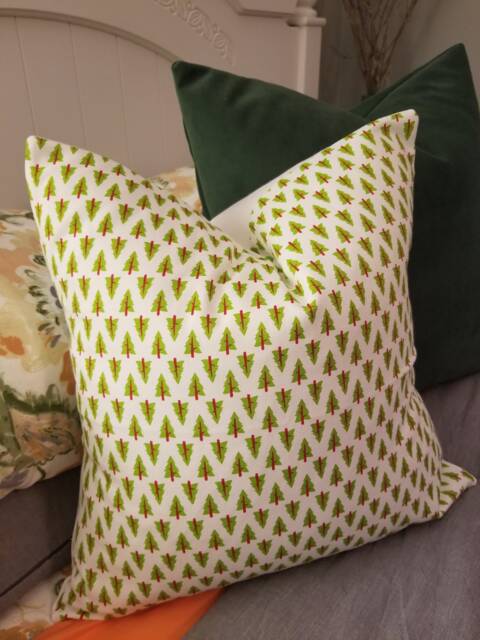 Forest.tree.green.red.white.pillow Covers.christmas Pillows.toss Pillows.slipcovers.lumbar Pillow.holiday Slipcovers.holiday Pillows.accents - image 1