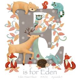 Woodland Letter Art Print Children Kids New Baby Animal Picture Initial Illustration Personalised Nursery Decor Christening Name Frame Gift - thumbnail 3