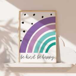 Set Of 3 Girls Bedroom Decor, Purple & Teal Rainbow Prints, Playroom Affirmations Loved, Personalised Wall Art, Motivational - thumbnail 3