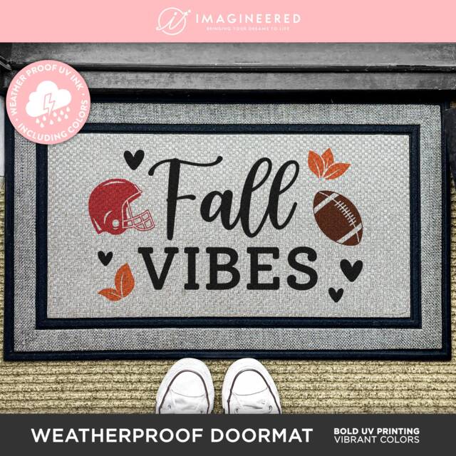 Fall Vibes Seasonal Football Custom Mat - Funny Weatherproof Sports Entry Doormat Washable Rug For Footballers - image 1