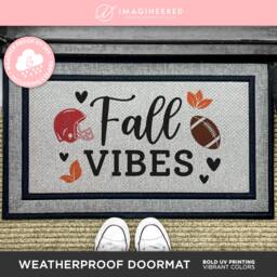 Fall Vibes Seasonal Football Custom Mat - Funny Weatherproof Sports Entry Doormat Washable Rug For Footballers - thumbnail 1