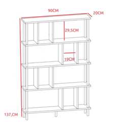 Tall Wooden Bookcase With Five Shelves - Modern Storage For Living Room Or Home Office - thumbnail 3