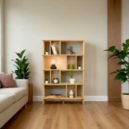 Tall Wooden Bookcase With Five Shelves - Modern Storage For Living Room Or Home Office - thumbnail 2