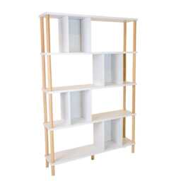 Tall Wooden Bookcase With Five Shelves - Modern Storage For Living Room Or Home Office - thumbnail 4
