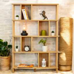 Tall Wooden Bookcase With Five Shelves - Modern Storage For Living Room Or Home Office - thumbnail 1