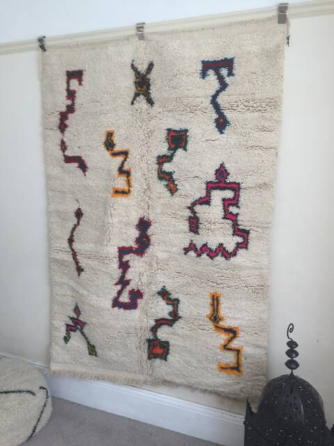 Moroccan Handwoven Rug, Wool/Bohemian Rug Azilal Rug Berber Atlas Vintage 140 X 195 cm 4.59 6.39 Ft/ Azl 219 - image 1