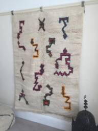 Moroccan Handwoven Rug, Wool/Bohemian Rug Azilal Rug Berber Atlas Vintage 140 X 195 cm 4.59 6.39 Ft/ Azl 219 - thumbnail 1
