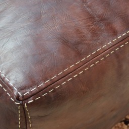 Moroccan Brown Pou-Pouf-Pouffe - Coffee Table-Ottoman Pouf-Leather Pouf, Square Leather Footstool, Moroccan Pouf Cover, Moroccan Ottoman - thumbnail 3
