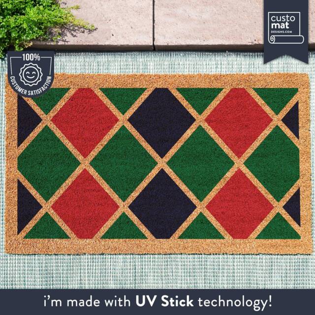 Diamond Geometric Shape Doormat - Custom Mid Century Pattern Minimalist Housewarming Decor Midcentury Door Mat Eclectic - image 1