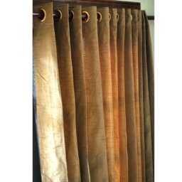 "Pair Of Gold Brown Silk Curtain Panels 26""x96" - thumbnail 2