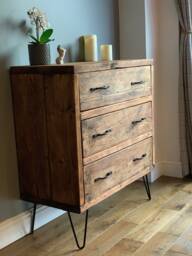 Reclaimed Solid Wood Chest Of Drawers - Rustic Handmade Storage - thumbnail 1