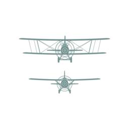 Biplane Monoplane Wall Decals Set Of 2 Airplane Nursery Decor Ww77 - thumbnail 2