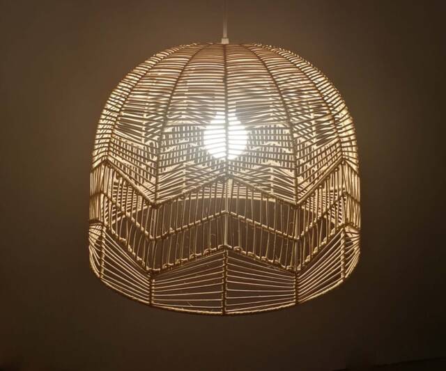 Handwoven Rattan Pendant Light, Hanging Ceiling Lamp, Wicker Lampshade Width 20'' X Height 14'' - image 1